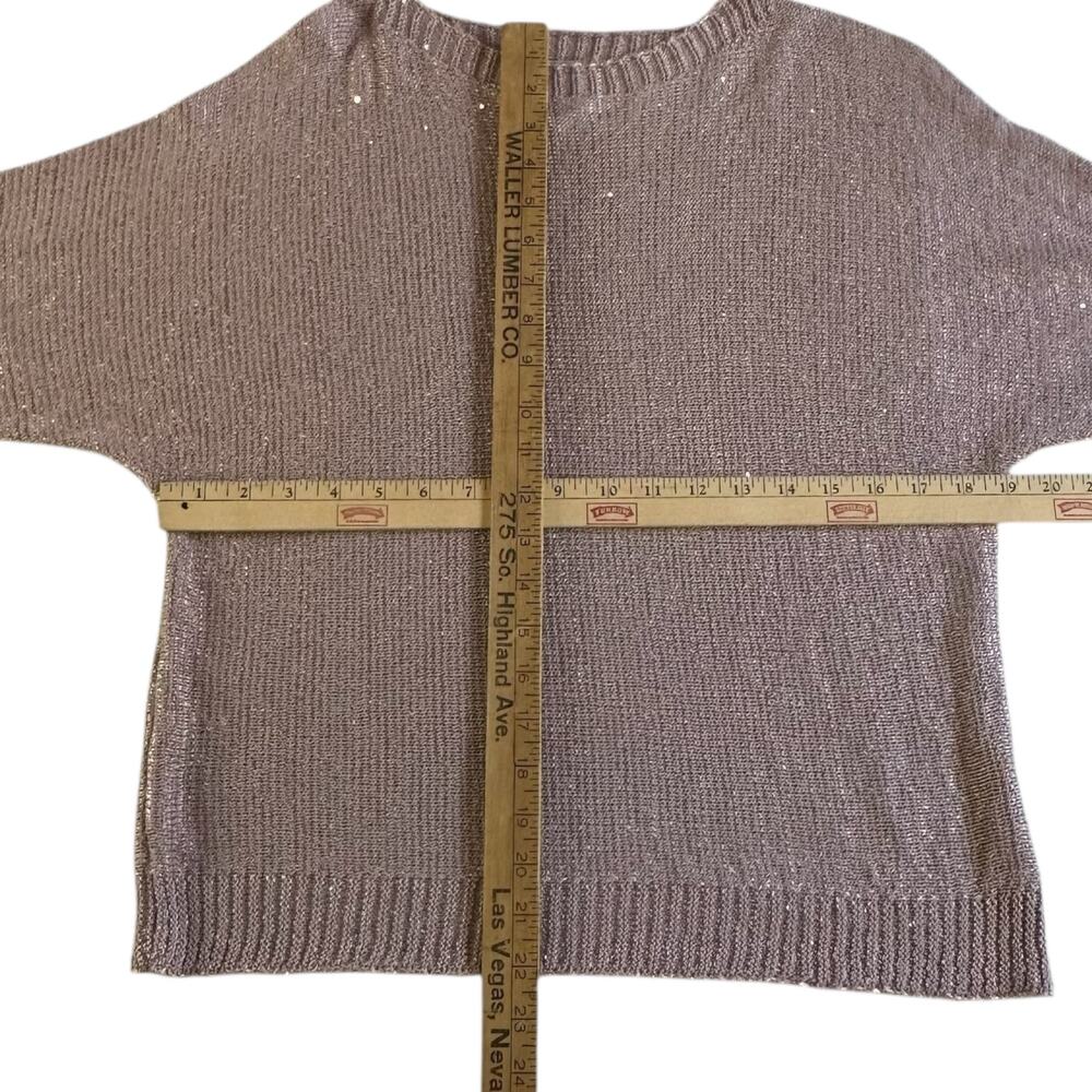 Womens Top Size Medium Sequin Sweater Batwing Sleeve Rose Gold Business Casual - Picture 4 of 9